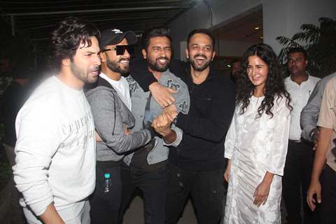Varun Dhawan, Ranveer Singh, Vicky Kaushal, Rohit Shetty snapped during the screening of 'URI'