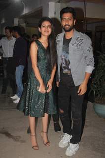 Vicky Kaushal and Priya Warrier snapped during the screening of 'URI'
