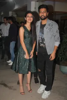 Vicky Kaushal and Priya Warrier snapped during the screening of 'URI'