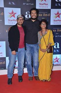 Aamir Khan with Kiran Rao and son Junaid Khan snapped at Rubaru Roshni screening