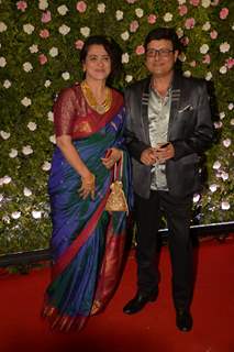 Sachin and Supriya Pilgaokar at Amit Thackeray's reception