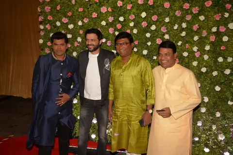 Siddharth Jadhav, Bharat Jadhav and Ankush Choudhary at Amit Thackeray's reception