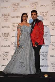 Karan Johar and Tabu at Lakmé Fashion Week Opening Show