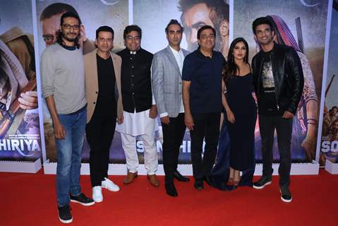 Cast of Sonchiriya at the trailer launch