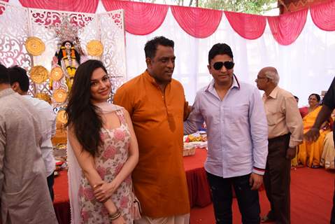 Bhushan Kumar and Divya Khosla Kumar at Anurag Basu's Saraswati Pooja
