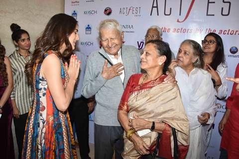 Sara with Ramesh and Seema Deo snapped at CINTAA Act Fest