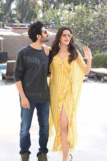 Kartik and Kriti spotted during Luka Chuppi promotions