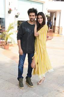 Kartik and Kriti spotted during Luka Chuppi promotions