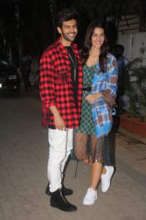 Kartik and Kriti spotted during Luka Chuppi promotions