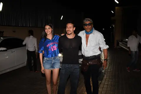 Tiger Shroff and Ananya Pandey clicked with Jackie Shroff