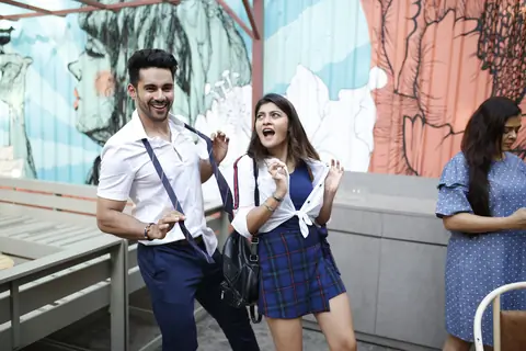 Abhishek Bajaj and Prakruti Mishra having fun at the shoot