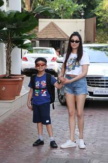 Divya Khosla Kumar with son Ruhaan snapped at viaan's birthday party