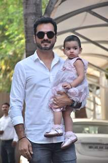 Bharat Takhtani with daughter Radhya Takhtani snapped at viaan's birthday party
