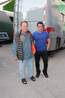 Salman Khan his father Salim Khan spotted at Mehboob studio for Bharat promotion