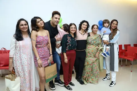 Krushna Abhishek and Kashmera Shah with the guests at their sons' birthday bash
