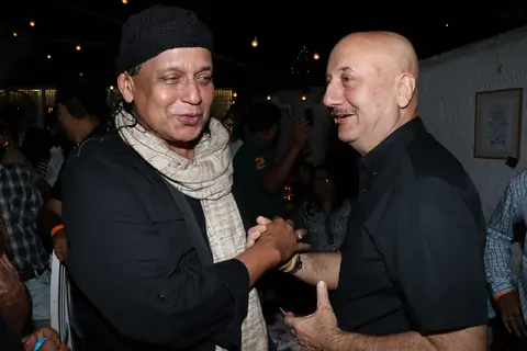 Anupam Kher and Mithun Chakraborty snapped at the success bash of Tashkent Files