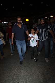 Ajay Devgn snapped with son Yug at the airport