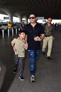 Bhushan Kumar snapped with son on the airport