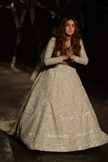 Sara Ali Khan snapped while walking the ramp for Shane and Falguni at India couture week show
