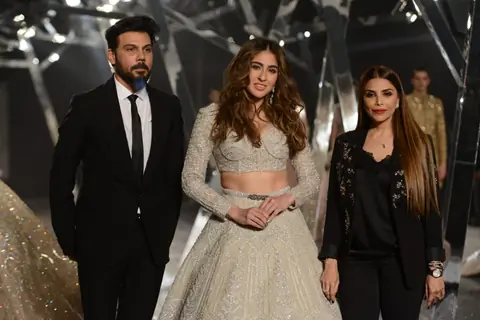 Sara Ali Khan snapped while walking the ramp for Shane and Falguni at India couture week show