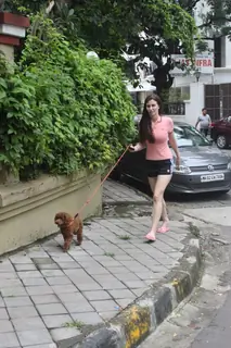 Georgia Andriani walks her dog!