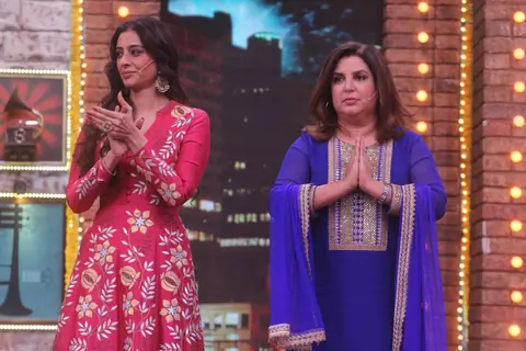 Tabu and Farah on sets of Movie Masti with Maniesh Paul