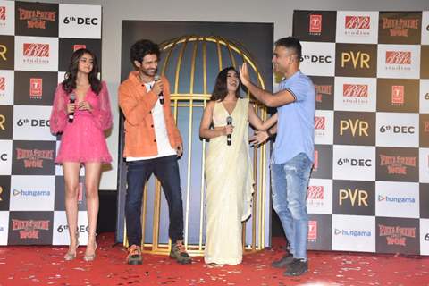 Mudassar Aziz, Ananya Panday, Kartik Aaryan, Bhumi Pednekar at the trailer launch of Pati Patni Aur Woh