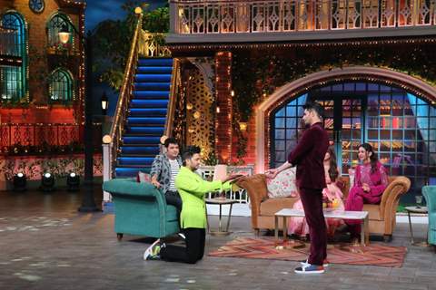 Sidharth Malhotra, Tara Sutaria, Riteish Deshmukh and Rakul Preet Singh on the sets of The Kapil Sharma Show.