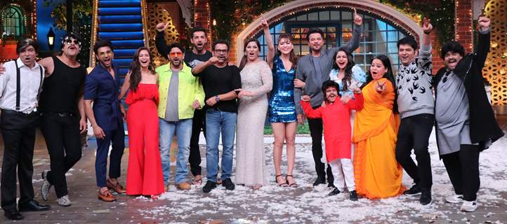 The cast of Pagalpanti on the sets of The Kapil Sharma Show