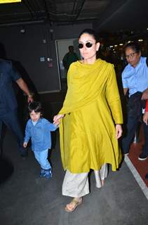 Kareena Kapoor Khan and her son Taimur Ali Khan papped at the airport