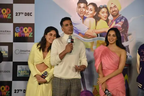 Akshay Kumar, Kareena Kapoor and Kiara Advani attends the trailer launch of Good Newwz