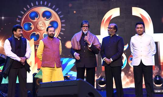 Amitabh Bachchan and Rajinikanth snapped during the inauguration of IFFI Goa 2019