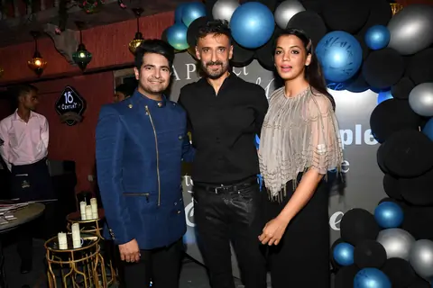 Karan Mehra with Rahul Dev and Mugdha Godse