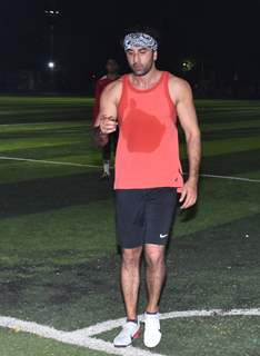 Ranbir Kapoor spotted playing football