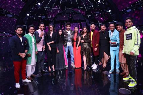 The cast of Pati, Patni aur Woh on the sets of Indian Idol 11