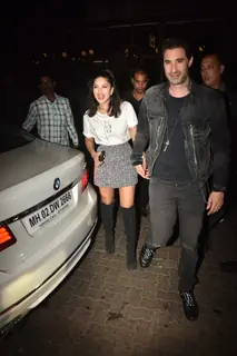 Sunny Leone and Daniel Webber snapped at an event last night