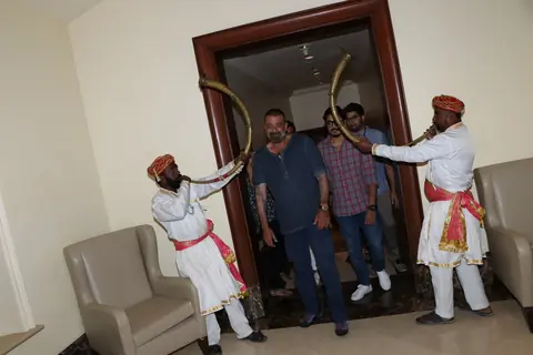 Sanjay Dutt snapped during the promotions of Panipat