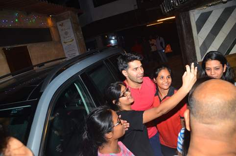 Varun Dhawan snapped otside his gym with his fans