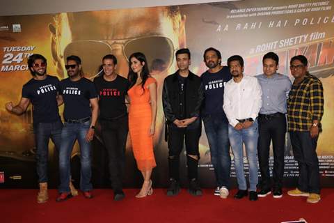 The cast of Sooryavanshi at the trailer launch!