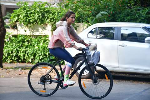 Aisha Sharma spotted cycling in Bandra
