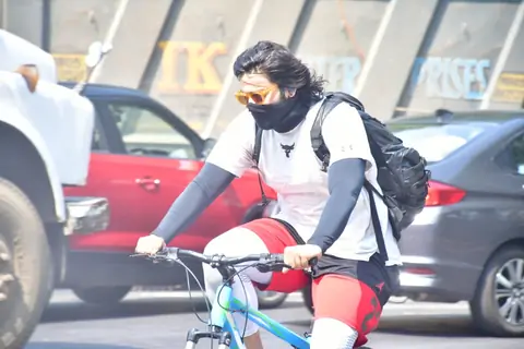 Ali Fazal snapped at cycling in Bandra