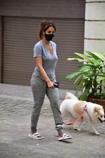 Malaika Arora spotted with their pet for walk