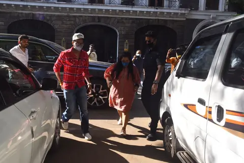 Bharti Singh and husband Harsh Limbachiya snapped outside the NCB office in Mumbai
