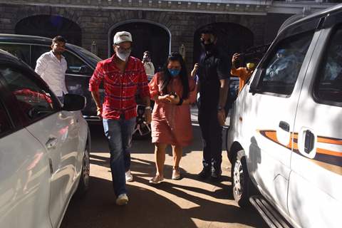 Bharti Singh and husband Harsh Limbachiya snapped outside the NCB office in Mumbai