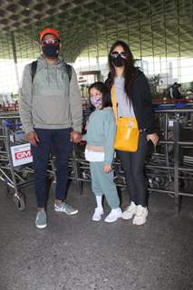 Sharad Kelkar and family snapped at airport