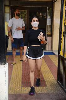 Sanya Malhotra snapped outside gym in Santacruz