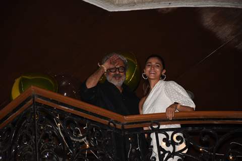 Sanjay Leela Bhansali and Alia Bhatt pose for paparazzi