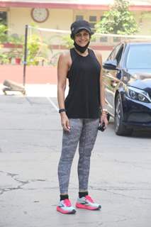 Mandira Bedi spotted at Ithink gym in Bandra