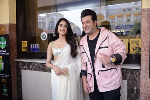 Janhvi Kapoor and Varun Sharma at the promotions of Roohi in Delhi
