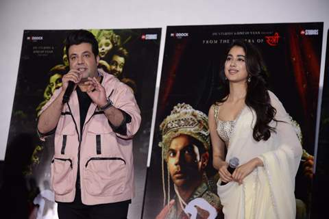 Janhvi Kapoor and Varun Sharma at the promotions of Roohi in Delhi